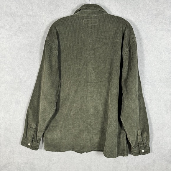 Abercrombie & Fitch Corduroy Shirt Men L Tall Green Cotton Shacket Vintage - Picture 7 of 12